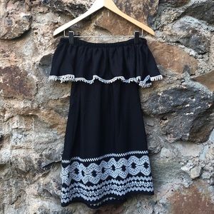 Trixxie Off-The-Shoulder Embroidered Black Dress